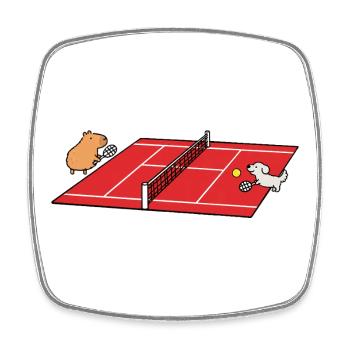 Tennis T-Shirt Dog and Capybara - Square fridge magnet - white - Front
