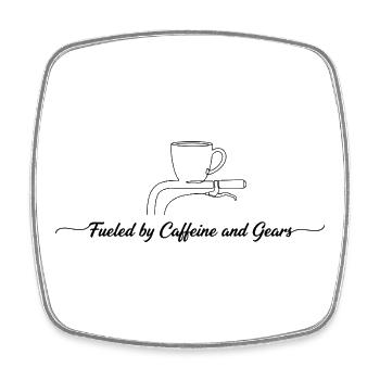 Fueled by Caffeine and Gears Bike Line Art - Square fridge magnet - white - Front