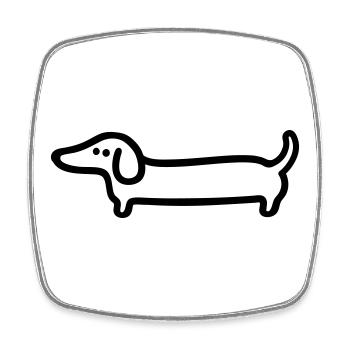 Dackel Line Art – Lustiges Hunde Design - Viereckiger Kühlschrankmagnet - Weiß - Vorne