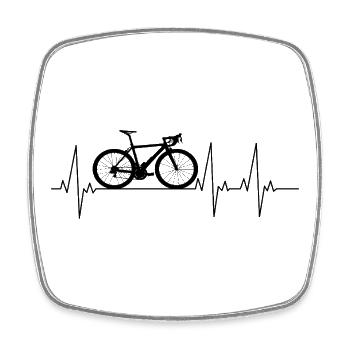 Bicycle heartbeat cyclist - Square fridge magnet - white - Front