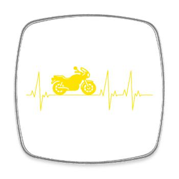 Motorcycle Heartbeat Ekg - Square fridge magnet - white - Front
