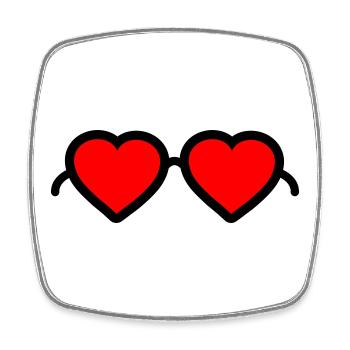 Lunettes pour cœur - Magnet carré - blanc - Devant