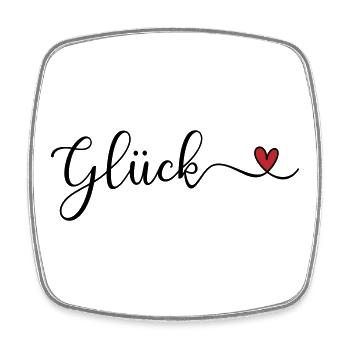 Glück mit Herz - Viereckiger Kühlschrankmagnet - Weiß - Vorne