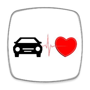 Car Heartbeat Lifeline – Automobil-Leidenschaft Kunst - Viereckiger Kühlschrankmagnet - Weiß - Vorne