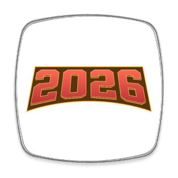 2026 - Viereckiger Kühlschrankmagnet - Weiß - Vorne