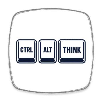 CRTL ALT THINK Motiv für Entwickler*innen - Viereckiger Kühlschrankmagnet - Weiß - Vorne
