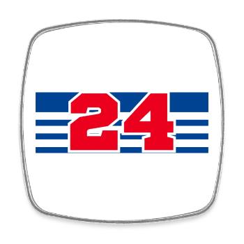 Numéro 24 France - Magnet carré - blanc - Devant