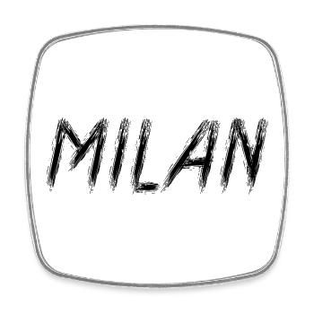 Milan Italy - Typographie Brush Grunge Noir - Magnet carré - blanc - Devant