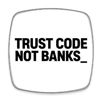 CODE DE CONFIANCE NON BANKS_ - Magnet carré - blanc - Devant
