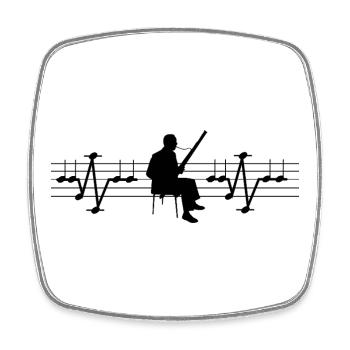 ECG de basson de Notes Hearbeat Heartbeat Bassoniste - Magnet carré - blanc - Devant