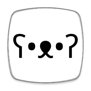 Kuma Bear ʕ•ᴥ•ʔ Cute Bear Emoticon - Square fridge magnet - white - Front