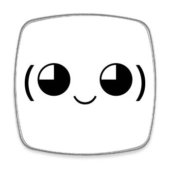Émoticon kawaii Sourire (◕‿◕) Mignon - Magnet carré - blanc - Devant