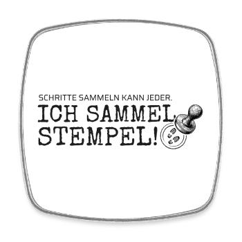 Schritte sammeln kann jeder – Ich sammel Stempel - Viereckiger Kühlschrankmagnet - Weiß - Vorne
