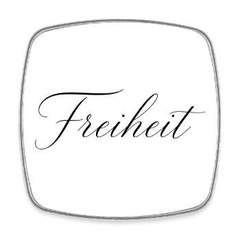 Filigrane Schrift Freiheit – Elegantes Design - Viereckiger Kühlschrankmagnet - Weiß - Vorne