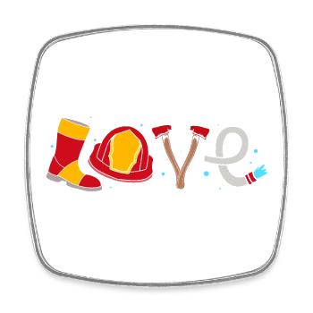 Firefighter Children's Birthday Party - Square fridge magnet - white - Front