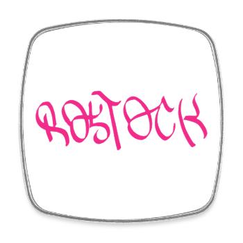Rostock Graffiti Style T-Shirt - Viereckiger Kühlschrankmagnet - Weiß - Vorne