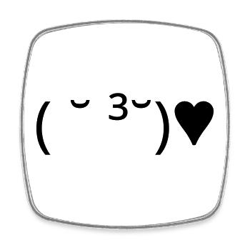 Émote de baiser ( ̆ ³ ̆) ♥ Cœur Kaomoji - Magnet carré - blanc - Devant