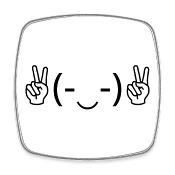 Peace Emote ✌ (-‿-) ✌ Victory Kaomoji - Square fridge magnet - white - Front