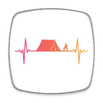 Camping Tent Sunset Heartbeat Tent - Square fridge magnet - white - Front