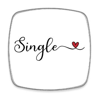 Single handgeschriebener Schriftzug mit Herz - Viereckiger Kühlschrankmagnet - Weiß - Vorne