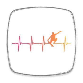 Skater Skater Sunset Heartbeat Skateboard - Viereckiger Kühlschrankmagnet - Weiß - Vorne