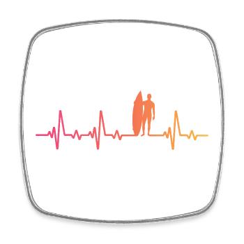 Surf Sunset Heartbeat Surfer Geschenk - Viereckiger Kühlschrankmagnet - Weiß - Vorne