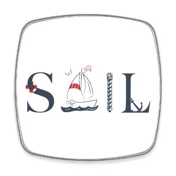 SAIL – Maritimes Typografie Design - Viereckiger Kühlschrankmagnet - Weiß - Vorne