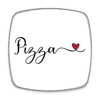 Pizza Heart - Viereckiger Kühlschrankmagnet - Weiß - Vorne