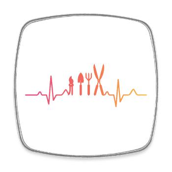 Sunset Heartbeat Gardener Planter - Square fridge magnet - white - Front