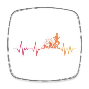 Trail running sunset heartbeat trailer - Square fridge magnet - white - Front
