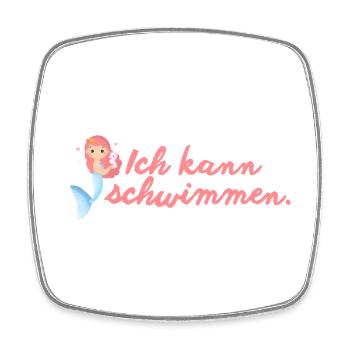Ich kann schwimmen – Meerjungfrau Mädchen - Viereckiger Kühlschrankmagnet - Weiß - Vorne