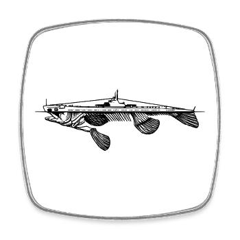 Angler Underwater Fish Original - Square fridge magnet - white - Front