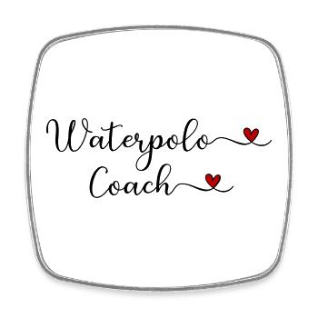 Waterpolo Coach with a Heart Design - Square fridge magnet - white - Front
