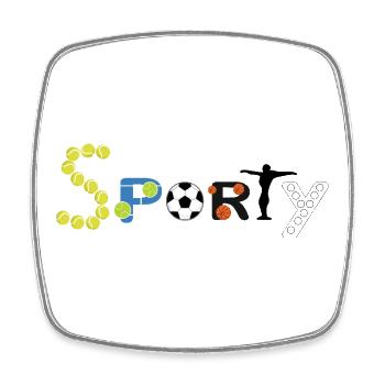 SPORTY - Sports Typography Design - Viereckiger Kühlschrankmagnet - Weiß - Vorne