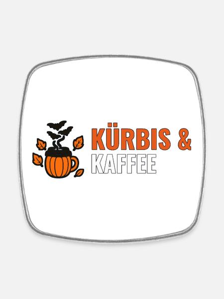 Kürbis & Kaffee – Halloween Shirt für Kaffeefans - Viereckiger Kühlschrankmagnet - Weiß