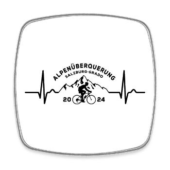 Alpenüberquerung Alpen 2024 Salzburg Grado - Viereckiger Kühlschrankmagnet - Weiß - Vorne