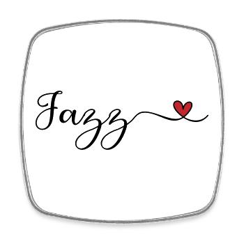 Jazz Heart Typografie - Viereckiger Kühlschrankmagnet - Weiß - Vorne