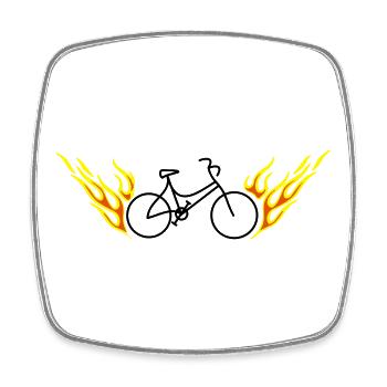 Fahrrad mit Flammen - Viereckiger Kühlschrankmagnet - Weiß - Vorne