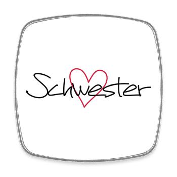 Herz Schwester Schwesterherz Geschenk Liebe - Viereckiger Kühlschrankmagnet - Weiß - Vorne