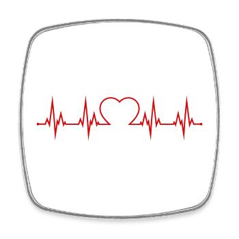 Battement du cœur cardiaque ECG amour cœur - Magnet carré - blanc - Devant