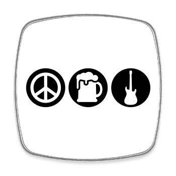 Peace | Beer | Rock | Frieden | Bier | Rock & Roll - Magnet carré - blanc - Devant