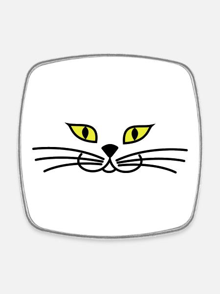 kitteh_face_green_eyes - Magnet carré - blanc