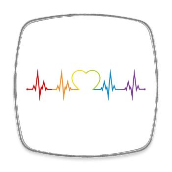 Herzschlag Regenbogen Herz LGBT Liebe bunt CSD - Viereckiger Kühlschrankmagnet - Weiß - Vorne