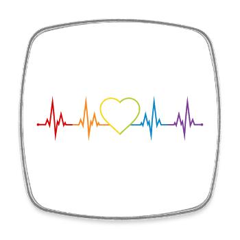 Herzschlag Herz Regenbogen LGBT CSD Liebe bunt - Viereckiger Kühlschrankmagnet - Weiß - Vorne