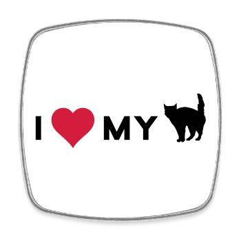 i love my cat - Square fridge magnet - white - Front