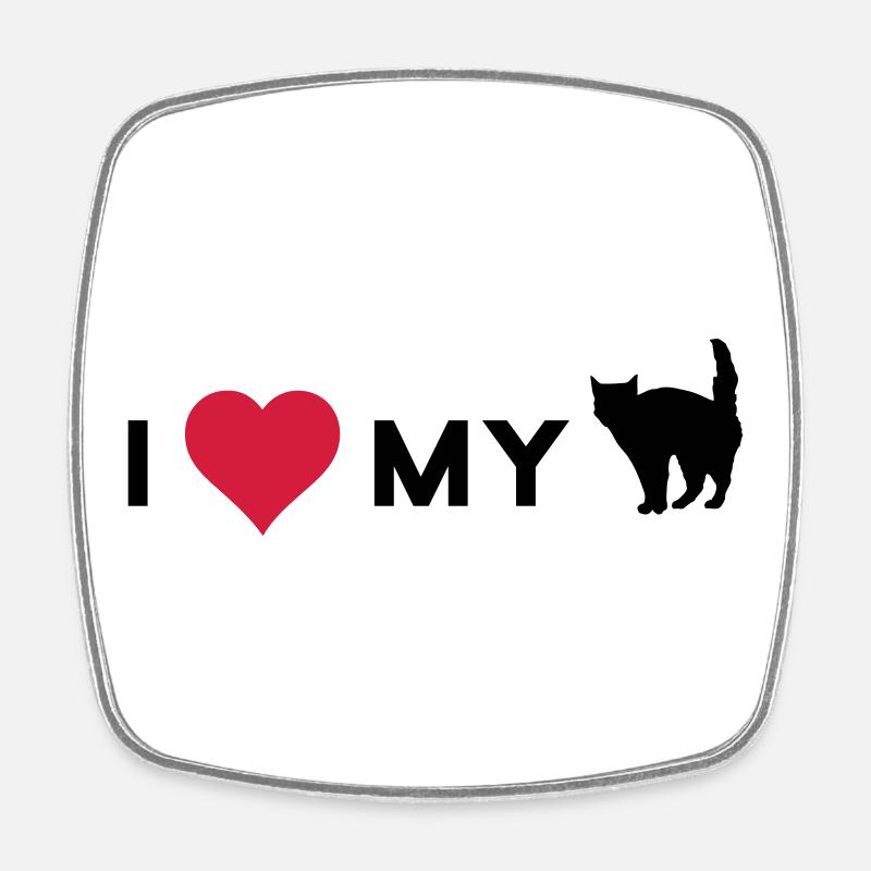 i love my cat - Square fridge magnet - white