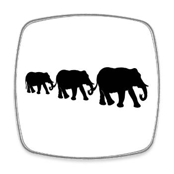 Elefanten, Elefantenfamilie, schwarze Silhouetten. - Viereckiger Kühlschrankmagnet - Weiß - Vorne