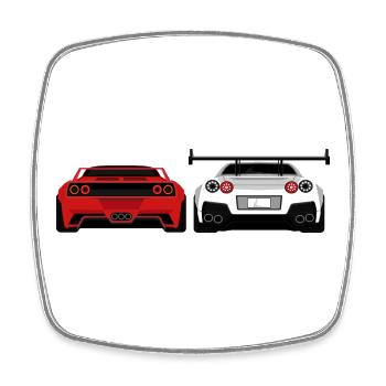 Sports Car Rear View – Racing Car Design - Square fridge magnet - white - Front