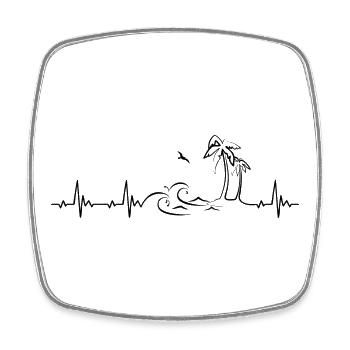Vacances Palme île de Heartbeat Fréquence Puls ECG - Magnet carré - blanc - Devant