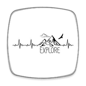 Explore BergGebirge Heartbeat Fréquence Puls ECG - Magnet carré - blanc - Devant